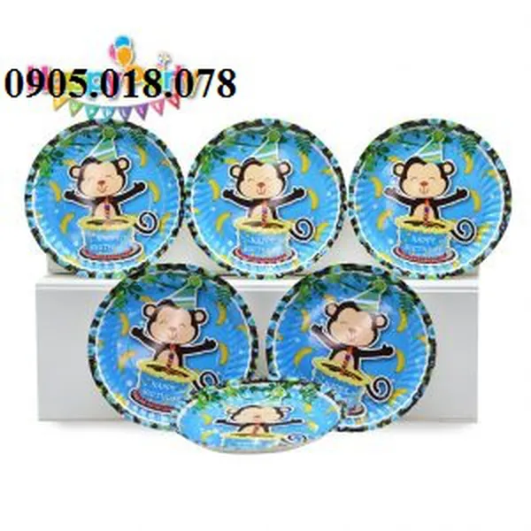 Dĩa Giấy Sinh Nhật Chủ Đề Khỉ Xanh