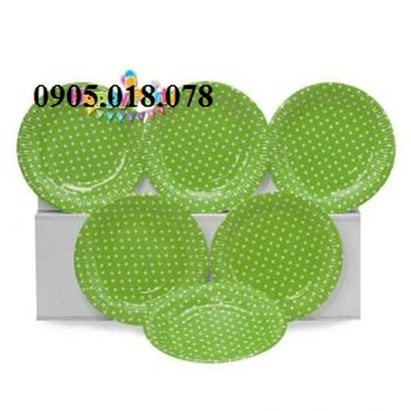 Dĩa Giấy Sinh Nhật Chủ Đề Màu Xanh Lá Cây