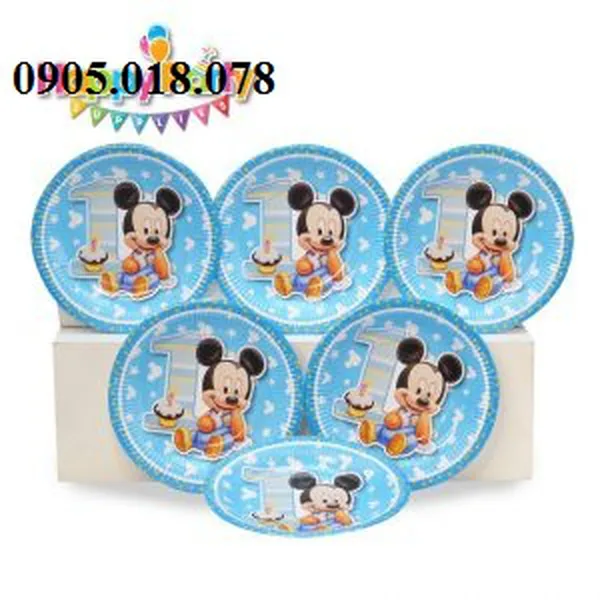 Dĩa Giấy Sinh Nhật Chủ Đề Mickey Baby