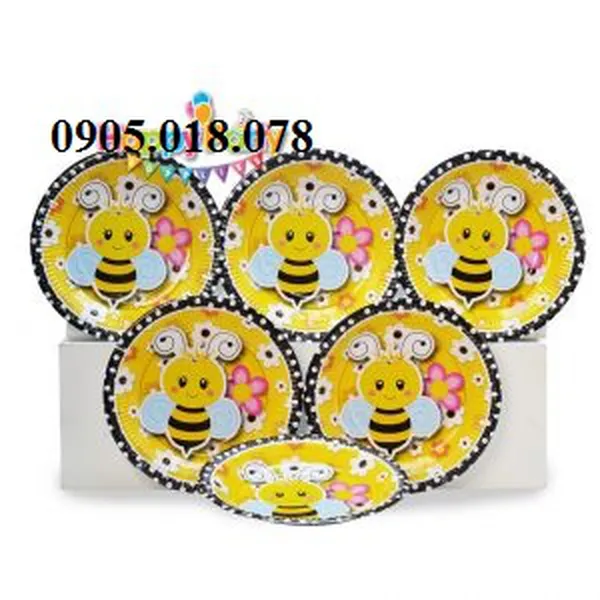 Dĩa Giấy Sinh Nhật Chủ Đề Ong Vàng