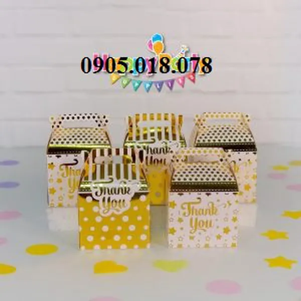 Hộp Quà Cảm Ơn Chủ Đề Gold Ép Kim