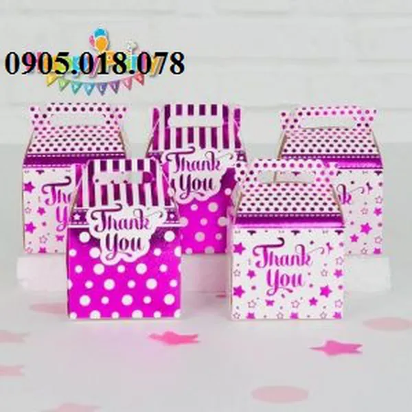 Hộp Quà Cảm Ơn Chủ Đề Hồng Ép Kim