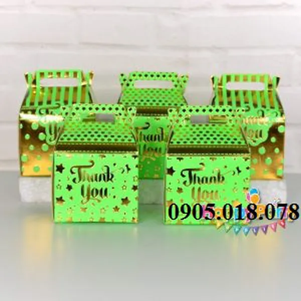 Hộp Quà Cảm Ơn Chủ Đề Màu Xanh Lá Gold Ép Kim