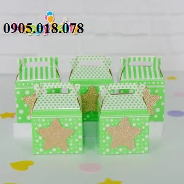 Hộp Quà Cảm Ơn Chủ Đề Màu Xanh Lá Gold Kim Tuyến