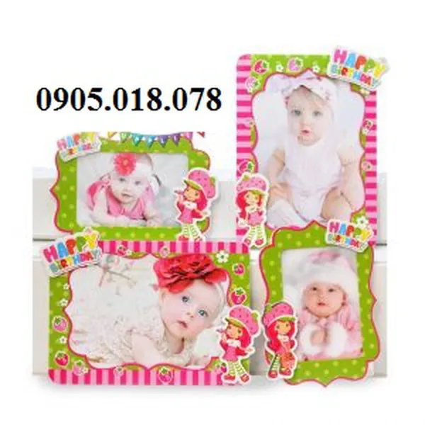 Khung Hình Sinh Nhật Chủ Đề Cô Bé Dâu Tây