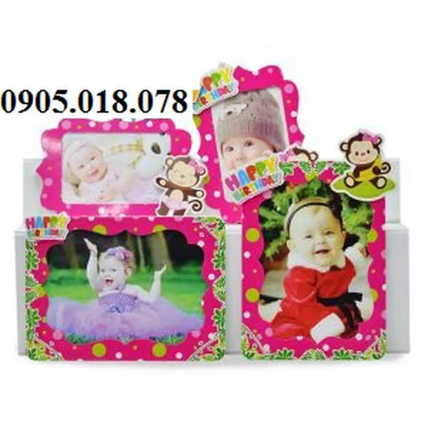 Khung Hình Sinh Nhật Chủ Đề Khỉ Hồng