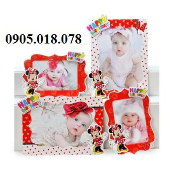 Khung Hình Sinh Nhật Chủ Đề Mickey Đỏ