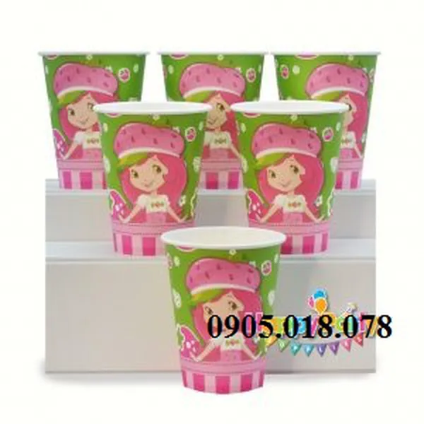 Ly Giấy Sinh Nhật Chủ Đề Cô Bé Dâu Tây