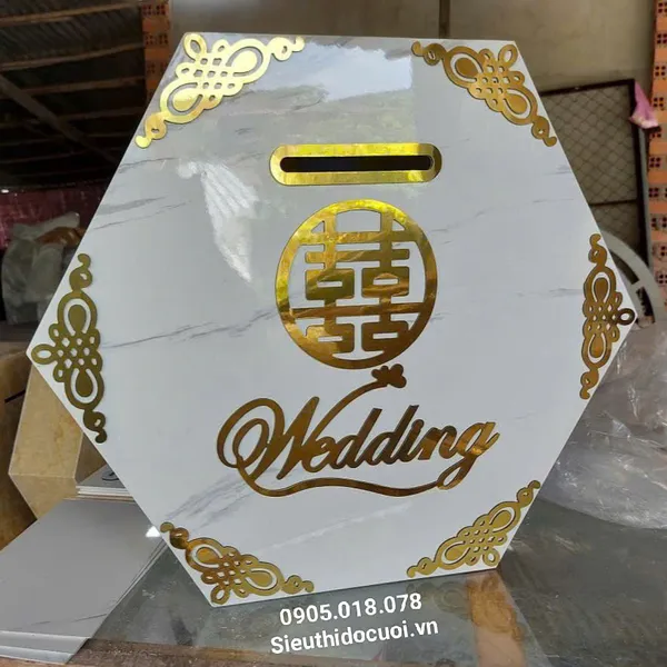 Mua thùng tiền đám cưới hình lục giác. LH: 0905018078