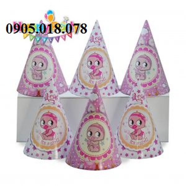 Nón Giấy Sinh Nhật, Mũ Giấy Sinh Nhật Chủ Đề Baby Girl