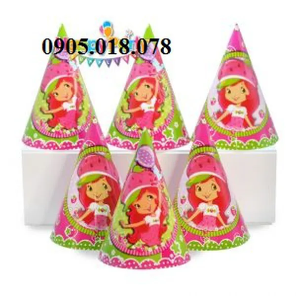 Nón Giấy Sinh Nhật, Mũ Giấy Sinh Nhật Chủ Đề Cô Bé Dâu Tây