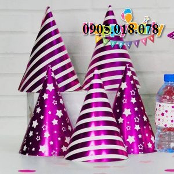 Nón Giấy Sinh Nhật, Mũ Giấy Sinh Nhật Chủ Đề Hồng Ép Kim