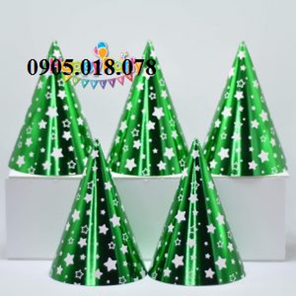 Nón Giấy Sinh Nhật, Mũ Giấy Sinh Nhật Chủ Đề Xanh Lá Ép Kim