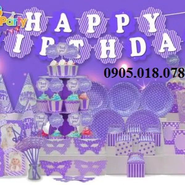 Phụ kiện trang trí sinh nhật dành cho người lớn màu tím