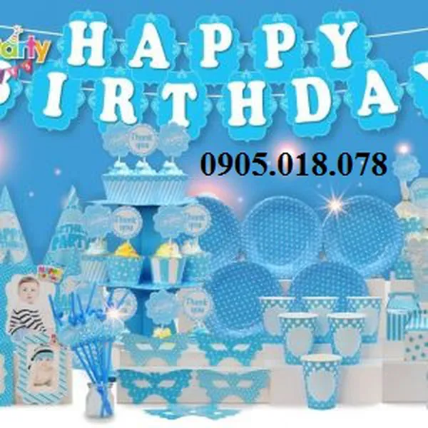 Phụ kiện trang trí sinh nhật dành cho người lớn màu xanh dương