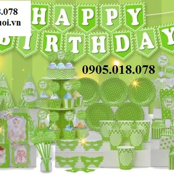 Phụ kiện trang trí sinh nhật dành cho người lớn màu xanh lá cây