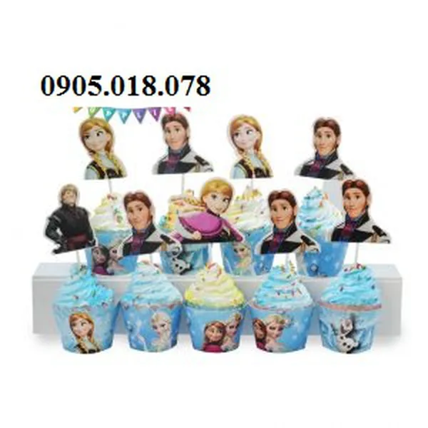 Tem Bánh Cupcake Sinh Nhật Chủ Đề Frozen