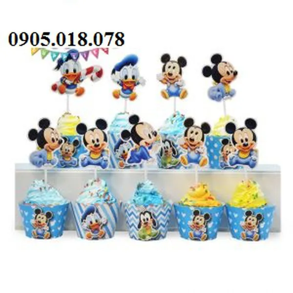 Tem Bánh Cupcake Sinh Nhật Chủ Đề Mickey Baby