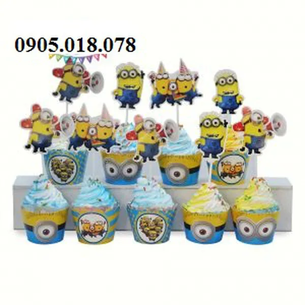 Tem Bánh Cupcake Sinh Nhật Chủ Đề Minion