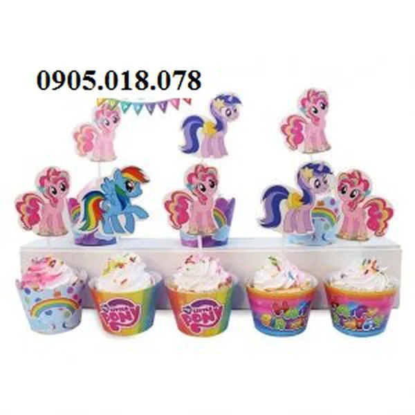 Tem Bánh Cupcake Sinh Nhật Chủ Đề Pony