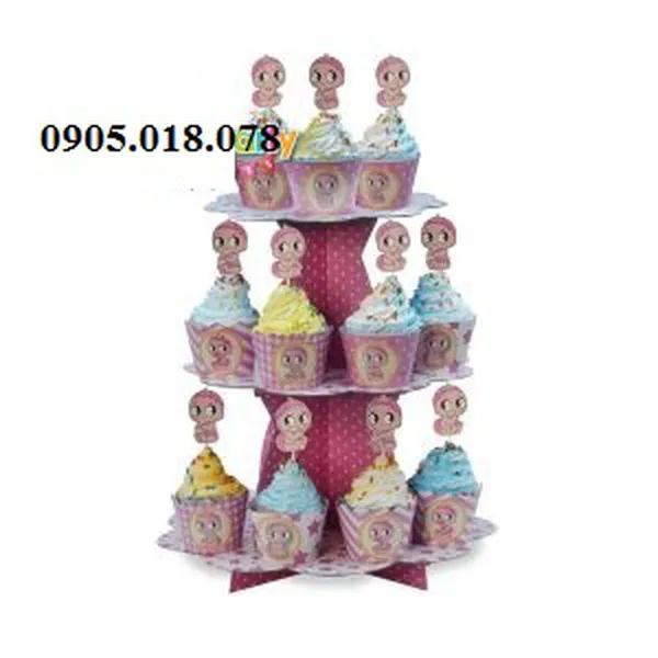 Tháp Bánh Cupcake Sinh Nhật Chủ Đề Baby Girl