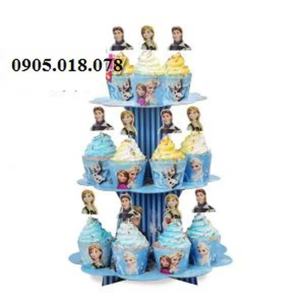 Tháp Bánh Cupcake Sinh Nhật Chủ Đề Elsa