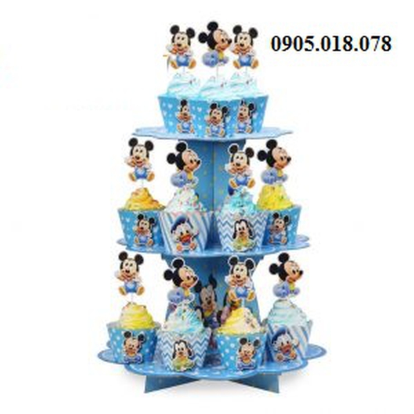 Tháp Bánh Cupcake  Sinh Nhật Chủ Đề Mickey Baby