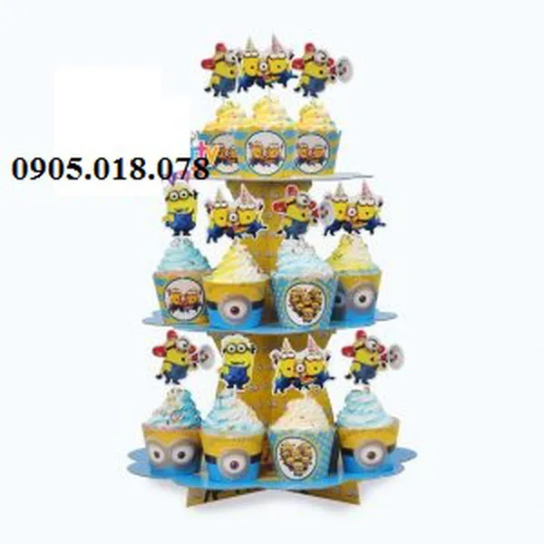 Tháp Bánh Cupcake Sinh Nhật Chủ Đề Minion