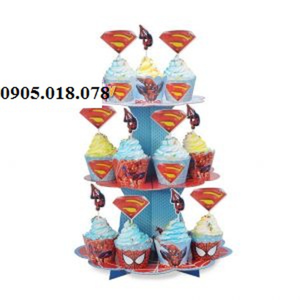 Tháp Bánh Cupcake Sinh Nhật Chủ Đề Spiderman
