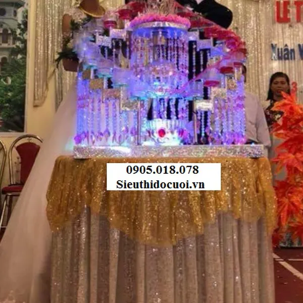 Tháp ly đám cưới - Tháp ly inox liền khối mẫu TL23