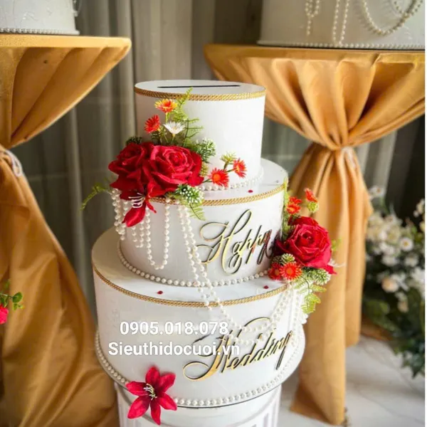 Thùng tiền đám cưới hình bánh kem TT41
