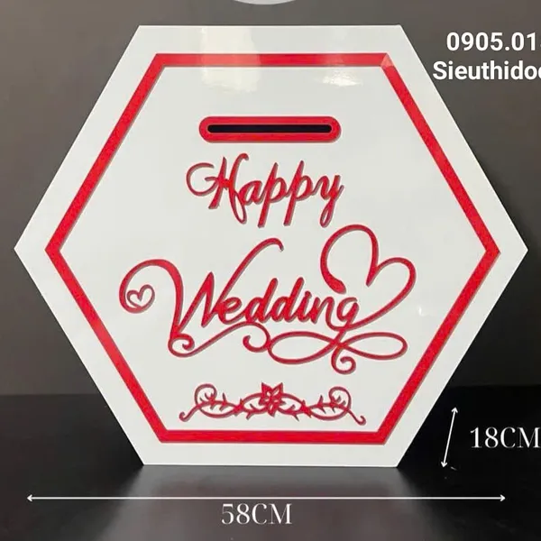 Thùng tiền đám cưới hình lục giác