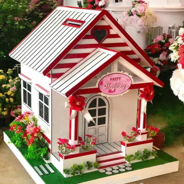 Thùng tiền đám cưới hình mái nhà TT22