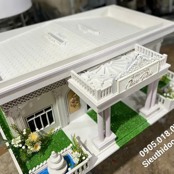 Thùng tiền đám cưới hình ngôi nhà biệt thự