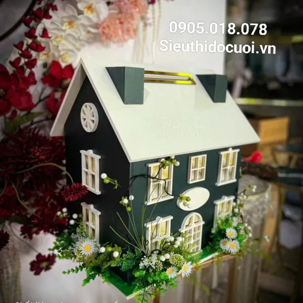 Thùng tiền đám cưới hình ngôi nhà TT12