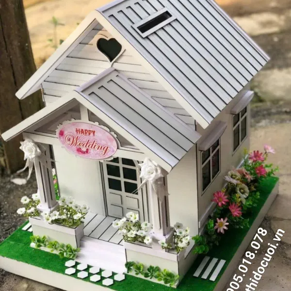 Thùng tiền đám cưới hình ngôi nhà