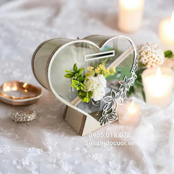 Thùng tiền đám cưới hình trái tim TT47