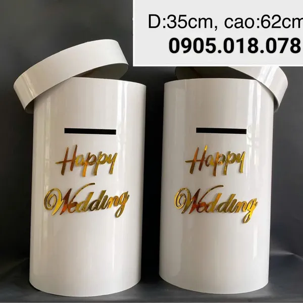 Thùng tiền đám cưới hình trụ tròn