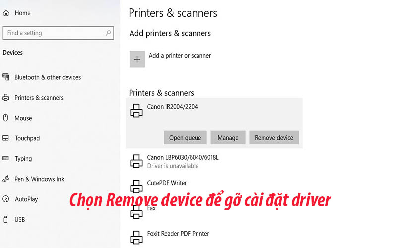 cách xóa driver máy in
