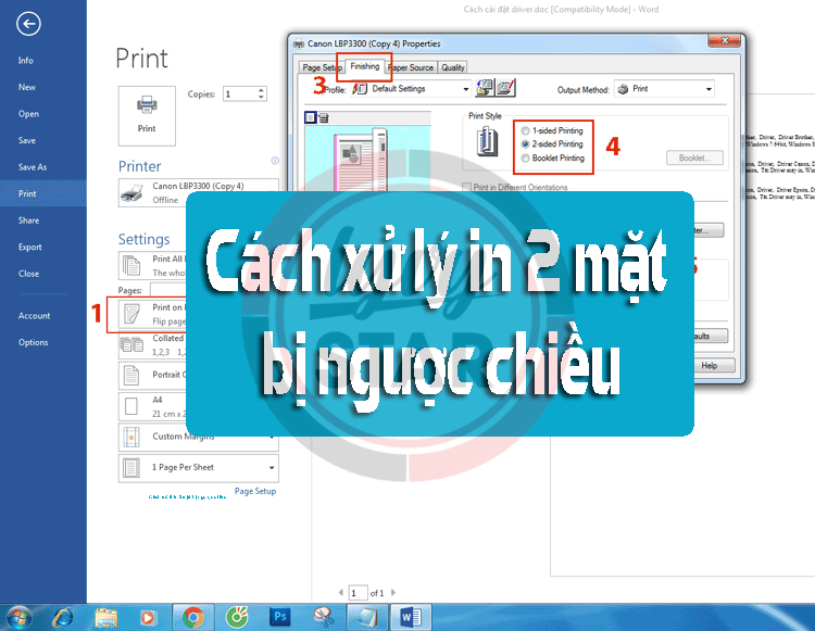 Cách in 2 mặt giấy ngang không bị ngược ở máy in Canon, HP, Brother