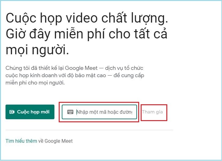 cài đặt google meet học online