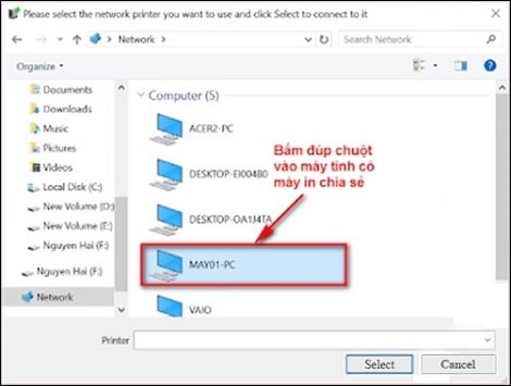 chia sẻ máy in qua mạng lan