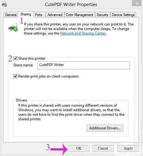 chia sẻ máy in qua mạng lan