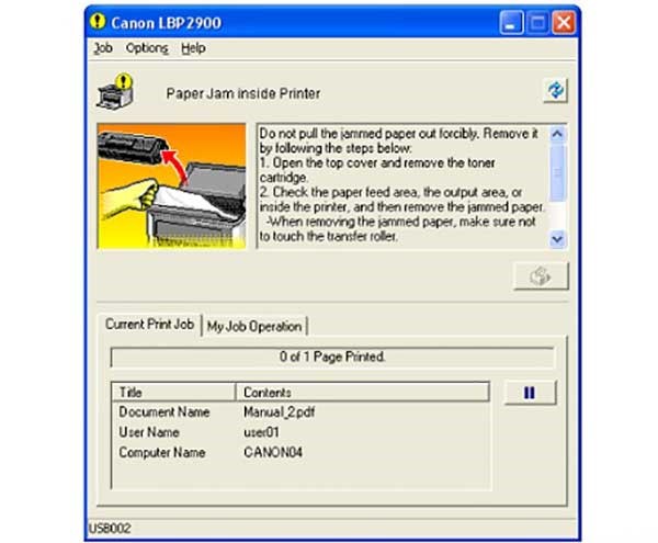 canon 2900 kẹt giấy