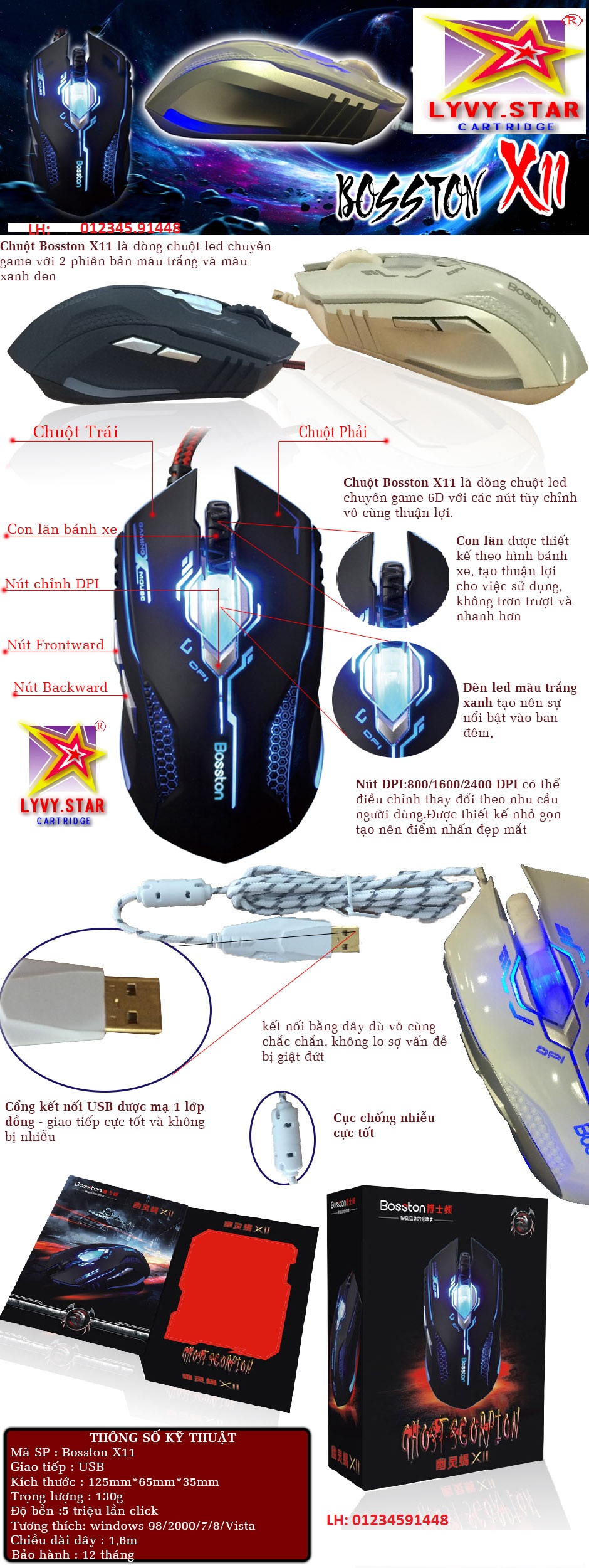 Chuột Chơi Game Bosston X11 -cty-ly-vy-star