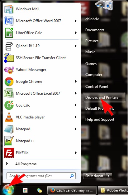 cách vào quản lý máy in