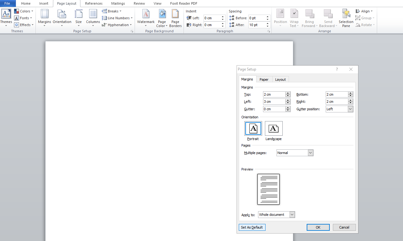 chọn khổ giấy trong word