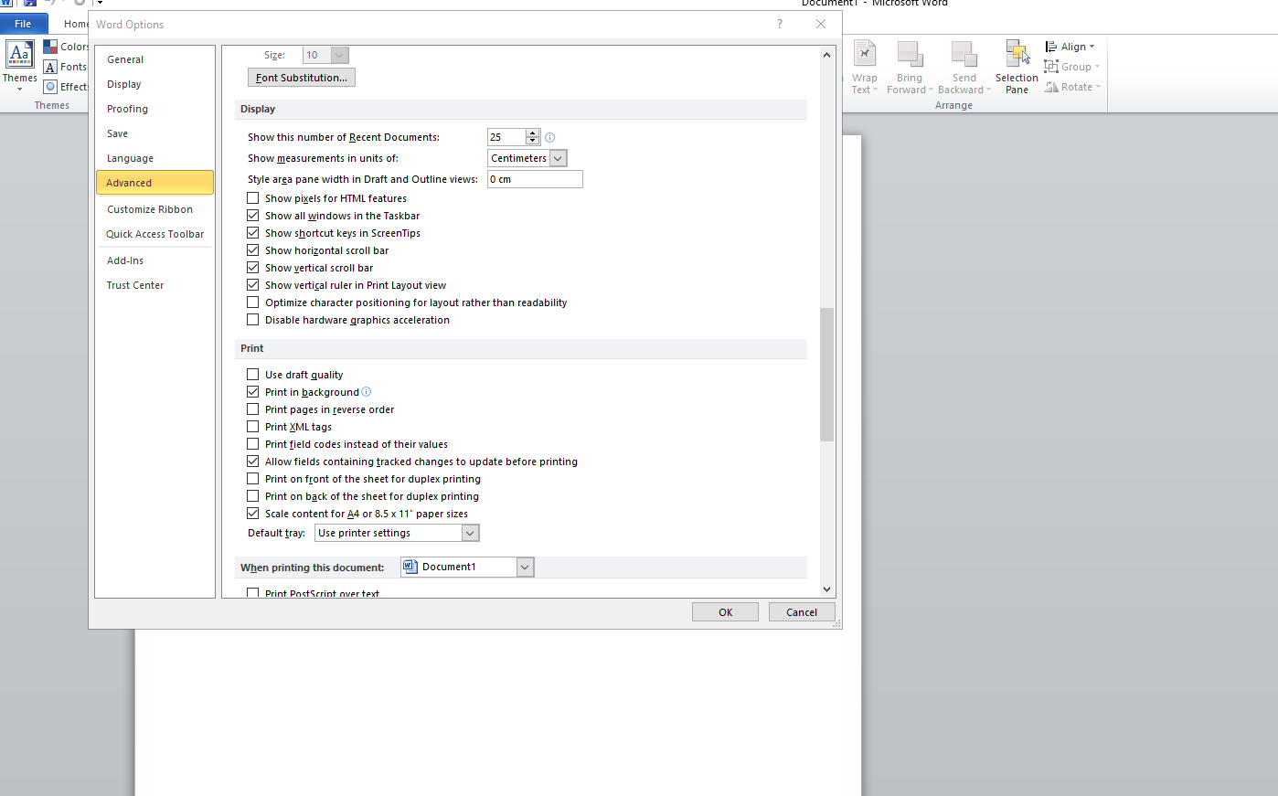 canh lề trong word