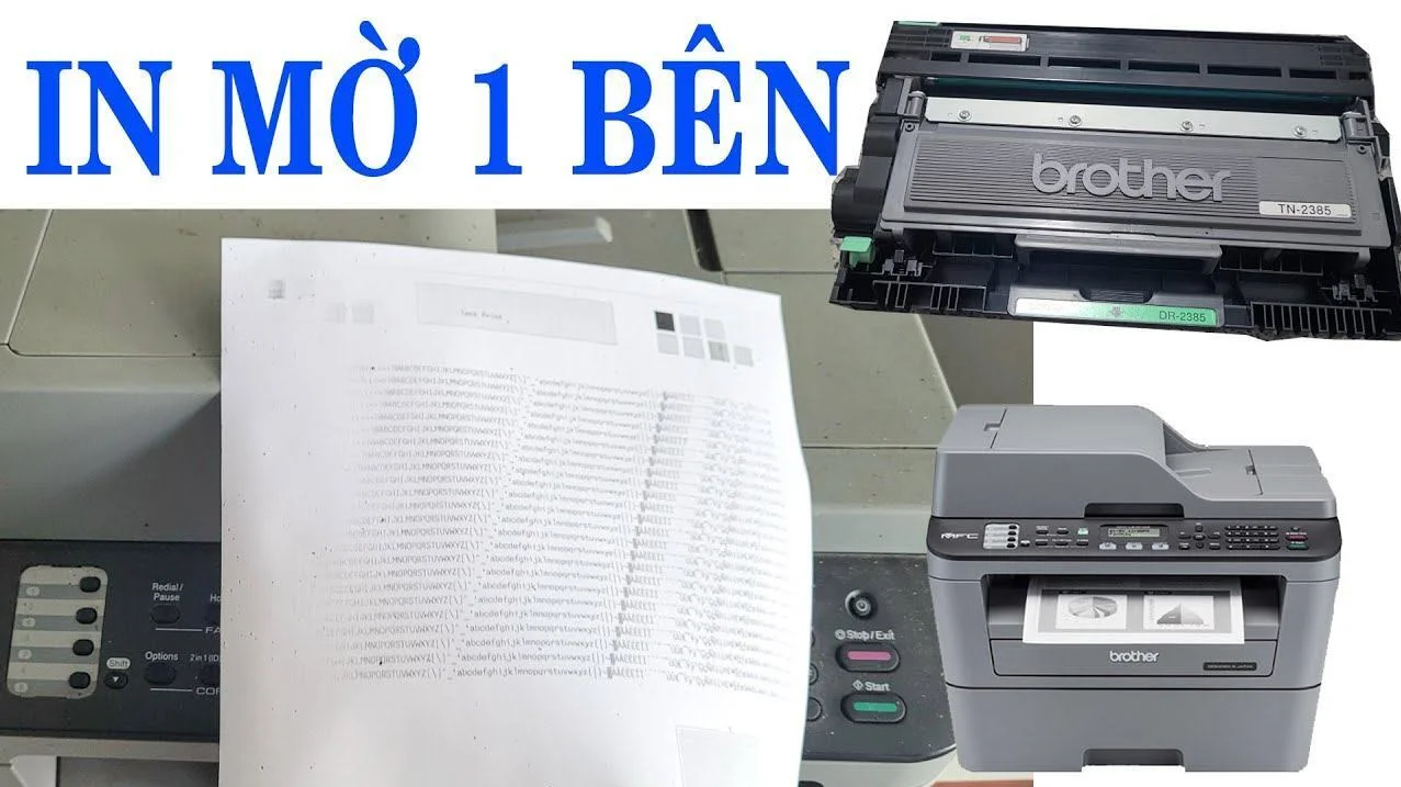 máy in brother mờ 1 bên