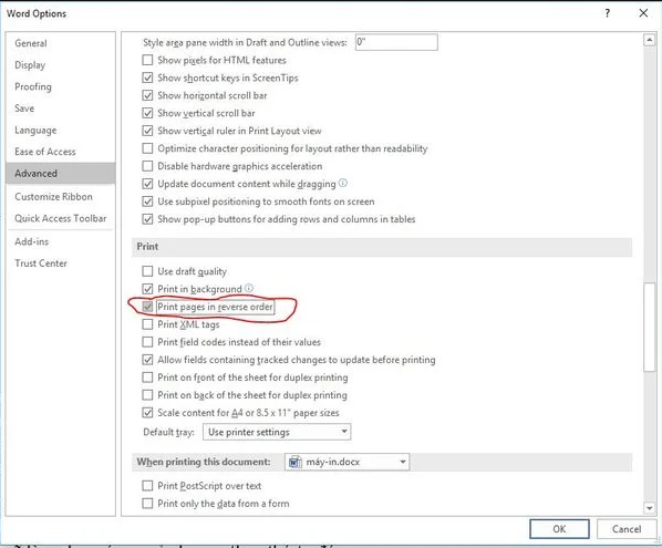 In các trang theo thứ tự đúng